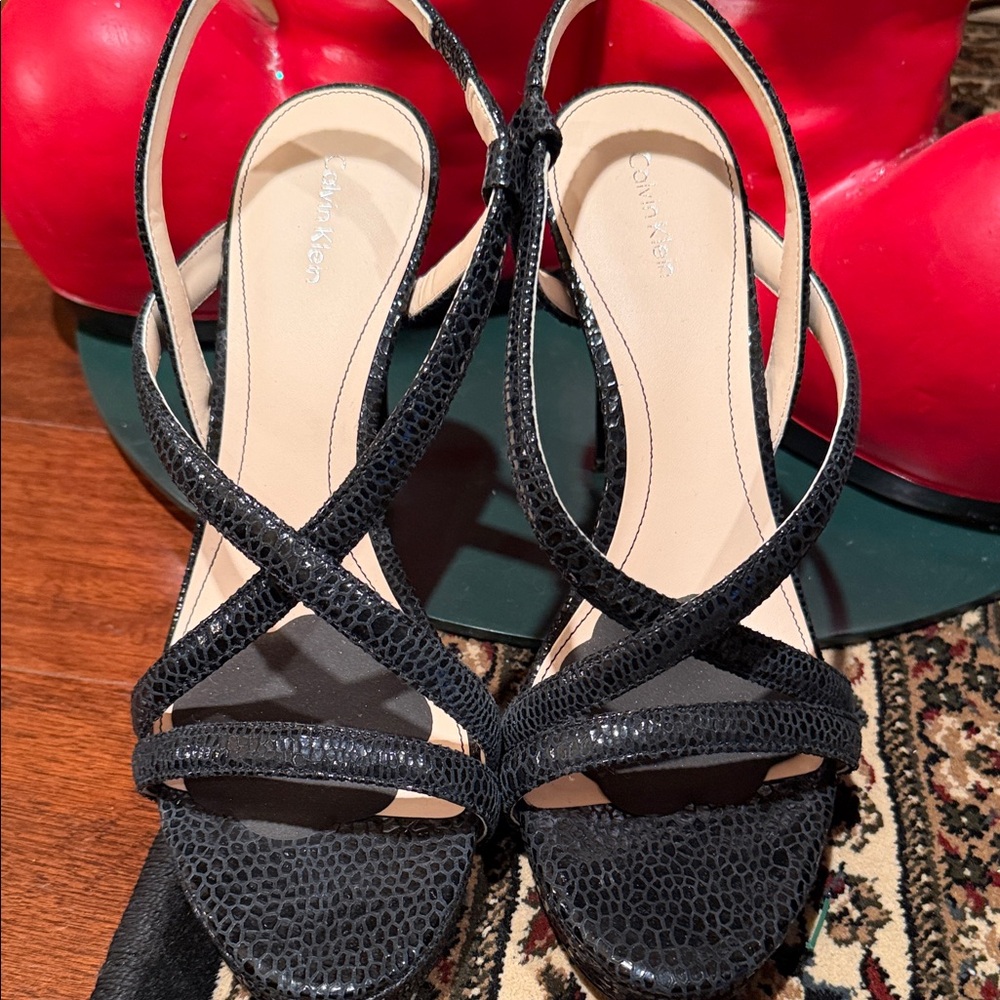 Calvin Klein Textured Black Heels